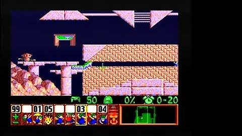 Lemmings SNES Mayhem 16  Just a Minute...10012 points (100% saved & 4 skills used)