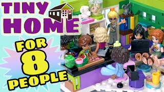 8 people A tiny house SO FUN ? LEGO build challenge pt 2 | Kitchen & living room