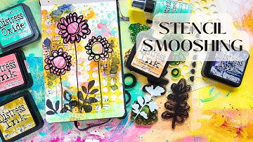 I LOVE this technique for a gorgeous Art Journal Background - Distress Inks & Stencil Smooshing