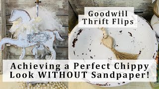 Goodwill Thrift Flips! DIY Chippy Finish Hacks: Say Goodbye to Sanding! #howto #tutorial #goodwill