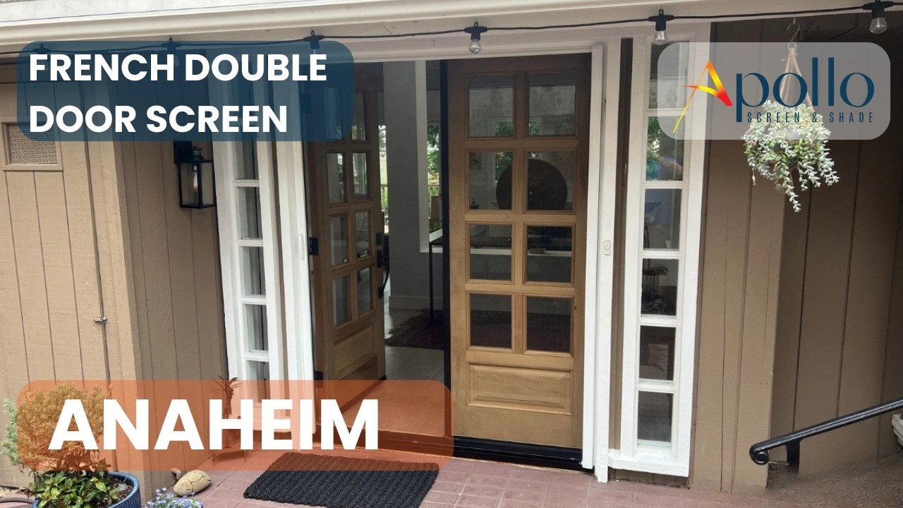 Retractable screen install on French doors in Newport Beach, California