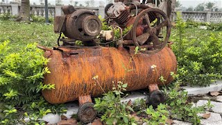 Restoring Old Air Compressors That Are Heavily Rusted \/\/ Amazing Air Compressor Rebuilding Skills