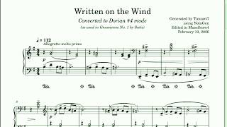 Written on the Wind, for piano, two versions, generated by NotaGen