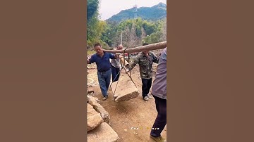 Muscle Over Machine! 💪 Villagers Lifting GIANT Rocks Like It’s Nothing! #teamwork #villagework