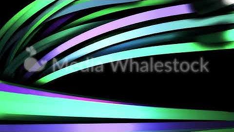 Abstract colorful curved lines flowing on black background, seamless loop. Animation. Blue and green