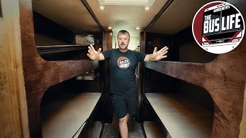 We Built 2 Sets of Triple Stacked Bunk Beds in our Van Hool Bus Conversion!