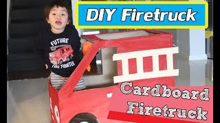 DIY Cardboard firetruck for kids.