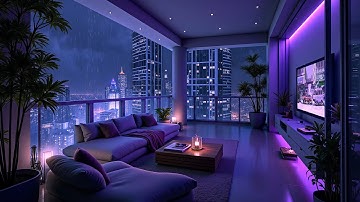 Night Lofi Music 🕚 Cozy Balcony Ambience with Chill Lofi Music & Rain Sounds