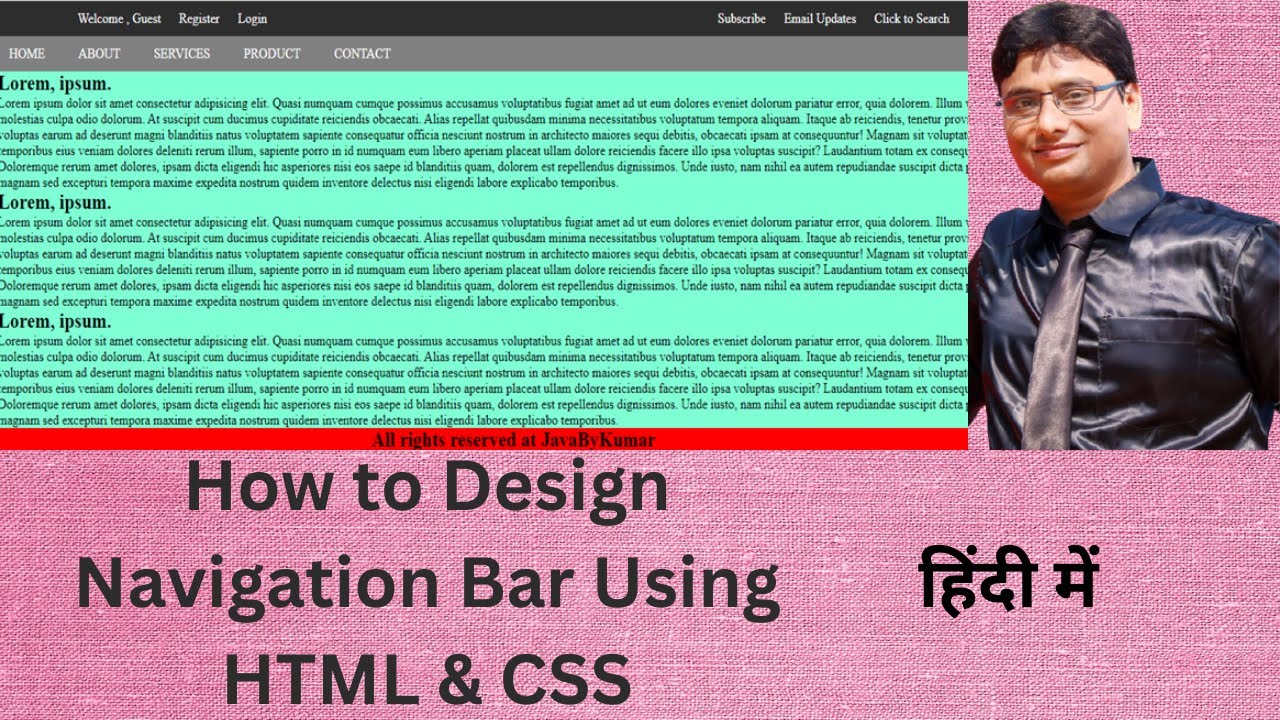 How to Create a Navigation Bar Using HTML & CSS | - YouTube