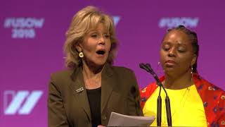 Jane Fonda speaks at the 2018 United State of Women Summit