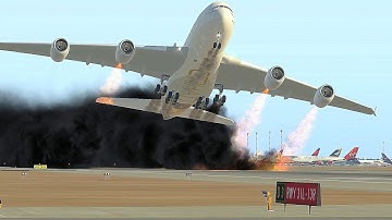 Terrifying Moment at the time of takeoff, Airbus A380 lost grip [XP 11]...