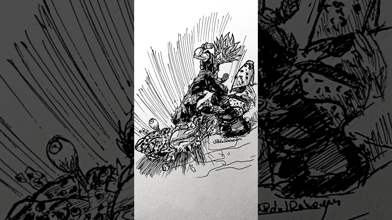 SPEED DRAWING STICKMAN GOHAN VS CELL 