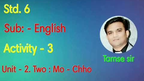 Std. 6 English Unit - 2. Two:Mo - Chho  Activity - 3