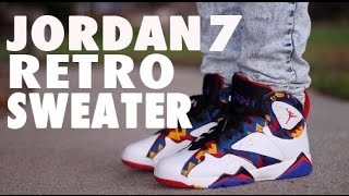 jordan 7 sweater on feet