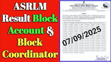 ASRLM Block Accountant Result 2025 | Block Accountant & Block Coordinator Result