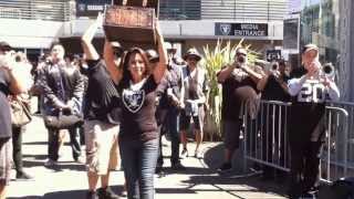 September 15, 2013 oakland coliseum.. the stockton jim ott brass
ensemble entertains raider nation tailgaters and fans on nfl raiders
game day with t...