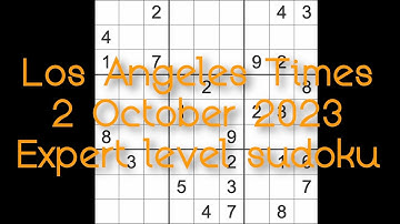 Sudoku solution – Los Angeles Times 2 October 2023 Expert level