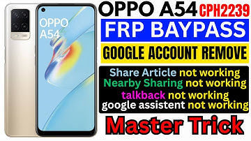 Oppo A54 {CPH2239} FRP Baypass !! Oppo A54 Google Account Unlock !! Master Trick 2025