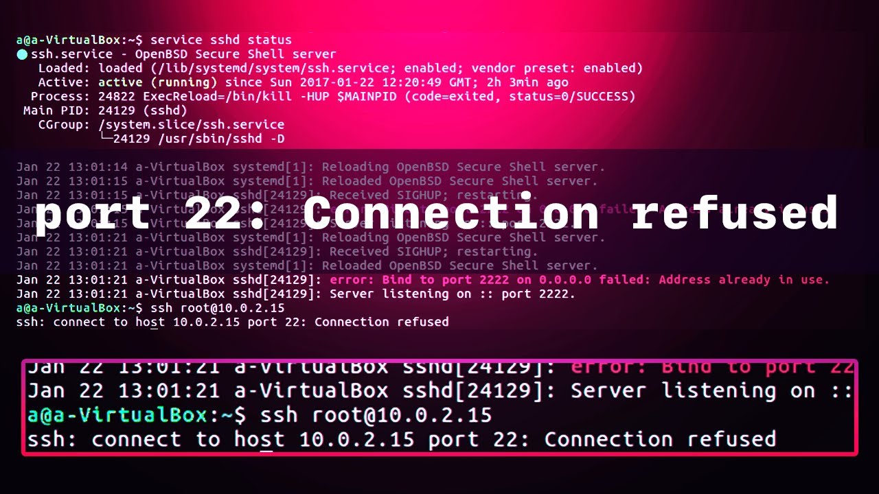 Cómo arreglar el error "Connection refused" de SSH? - YouTube