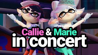 Squid Sisters (Callie y Marie) singing and dancing in Splatoon