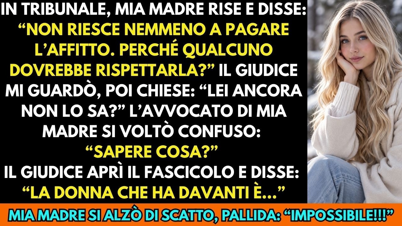 Mi sono sentita morire quando mia madre, davanti al giudice, ha detto ad alta voce: “Non riesce nemmeno a pagare l’affitto e vorrebbe che qualcuno la rispettasse.” Eravamo in tribunale per il...