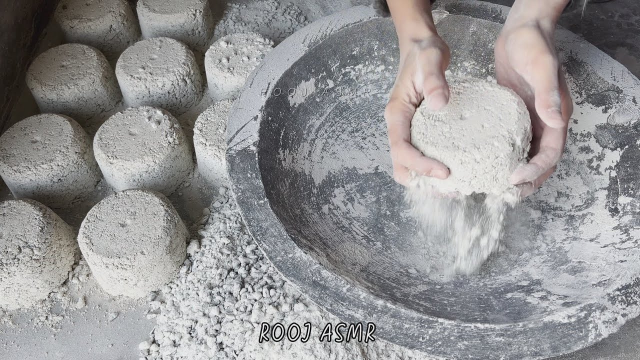 Milky White Texture🤍White Cement + Black Concrete Melting Crumbles/Whole Crushing🖤Lots of Dustplay💨