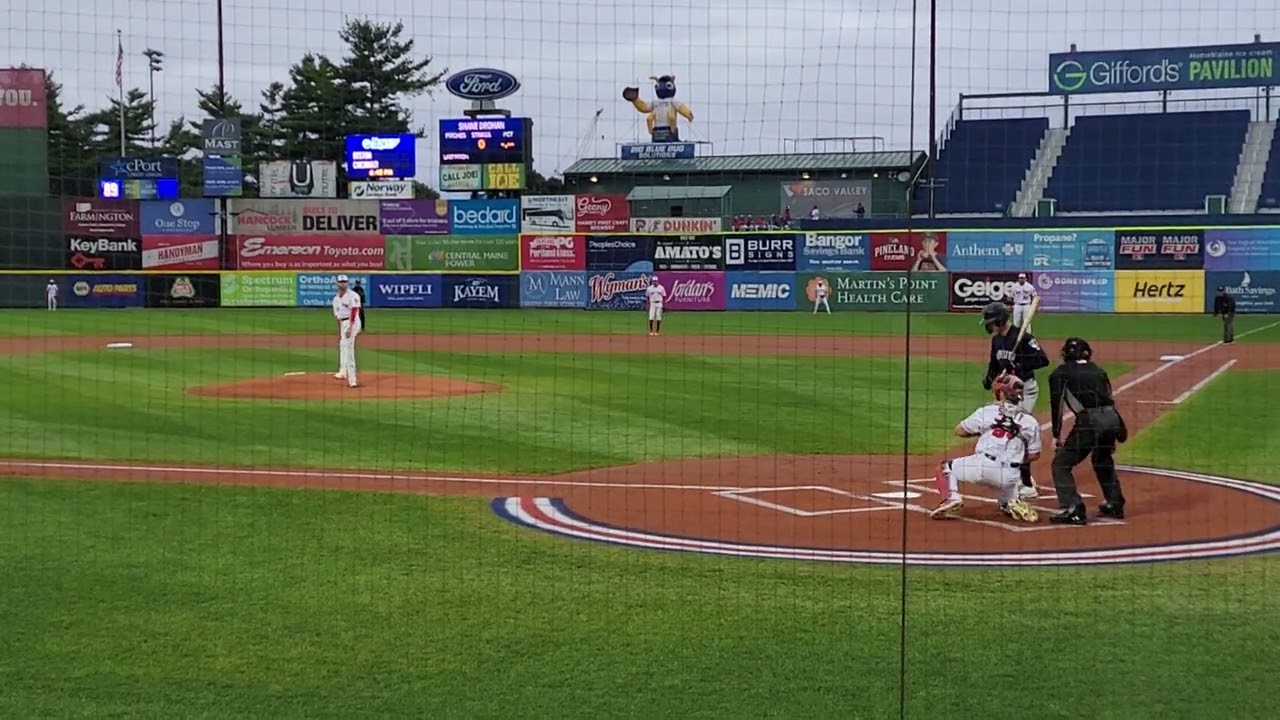 Portland pitcher Shane Drohan throws the first playoff pitch since 2014 for the Sea Dogs Tuesday