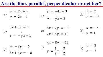 Bepaal of twee lijnen evenwijdig, loodrecht of geen van beide zijn door hun hellingen en Y-int te...