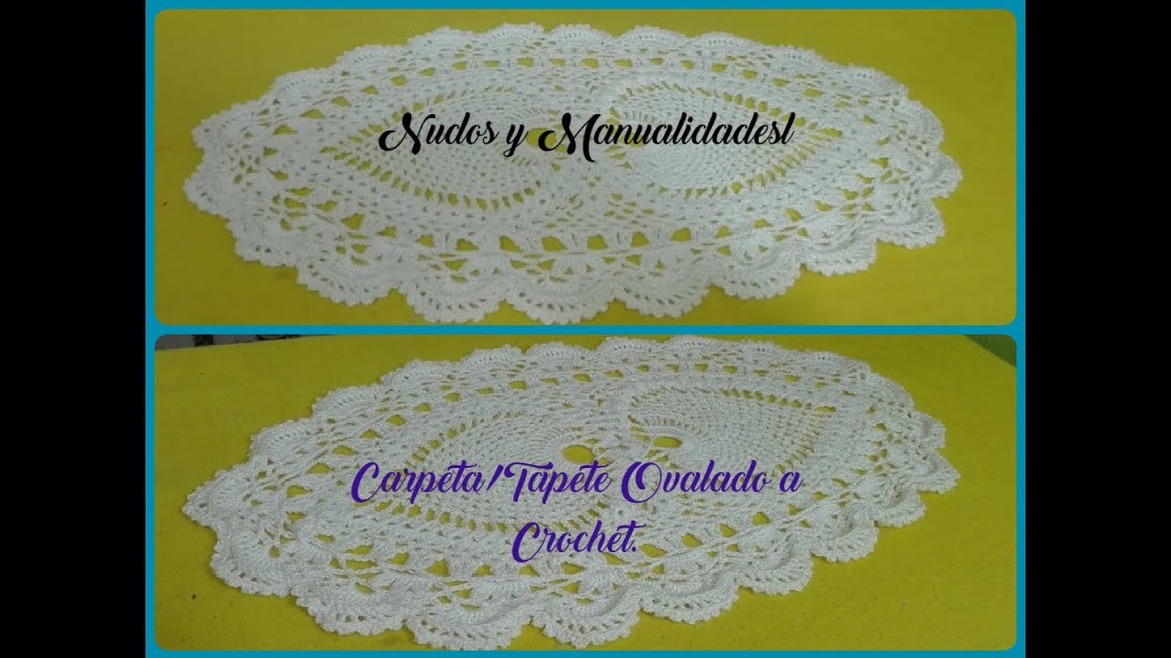 Carpeta/Tapete Ovalado Tejido A Crochet.