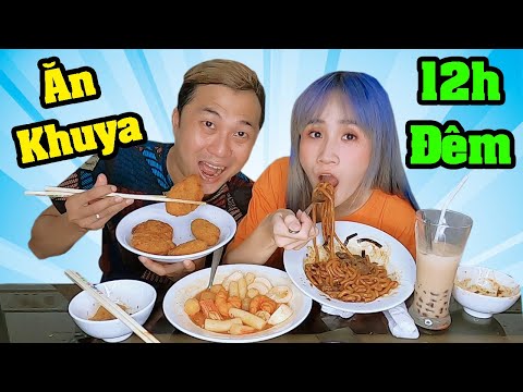 Ăn Khuya 12h Đêm | Ăn Thử 3 Món Tokbokki Hải Sản, Mỳ UDON Xào Bò, Gà Rán Chiên Giòn - Vê Vê Channel