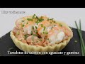 Tartaletas de salmón marinado con gambas y aguacate #recetas de #javierromero con #salmon