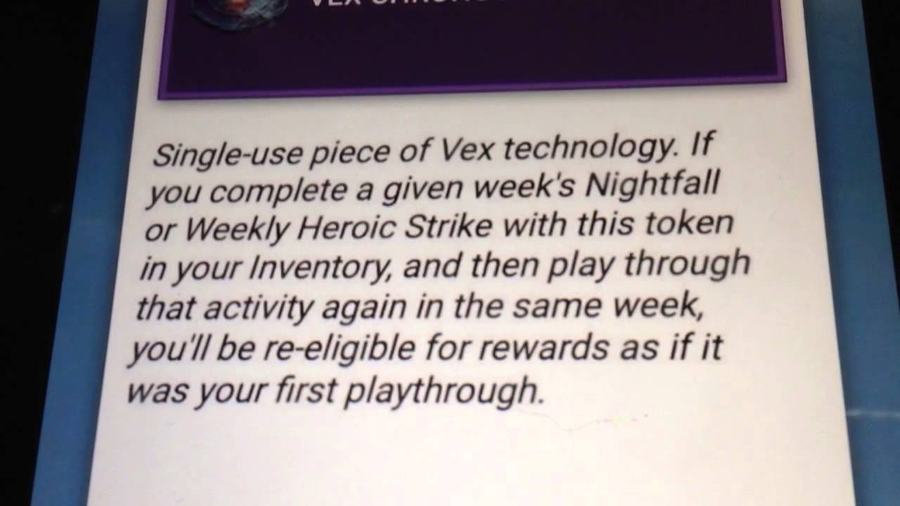 Destiny: HOW TO GET DOUBLE NIGHTFALL LOOT VEX CHRONOSPANNER NEW TAKEN KING ITEM