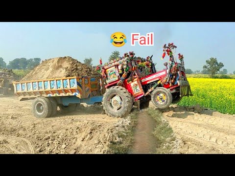 Tractor hi Tractors | MF Turbo Tractor Failed | Tractors pulling Mud loaded trolley at ramp