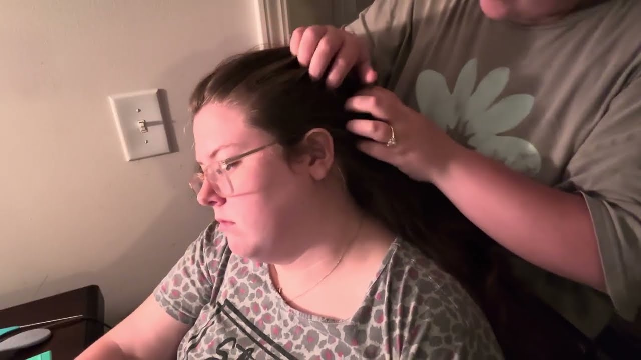 ASMR | scalp check with hair brushing and shoulder massage ✨