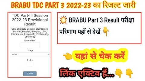 BRABU TDC PART 3 Result Out Now | Brabu UG Part 3 Result Out