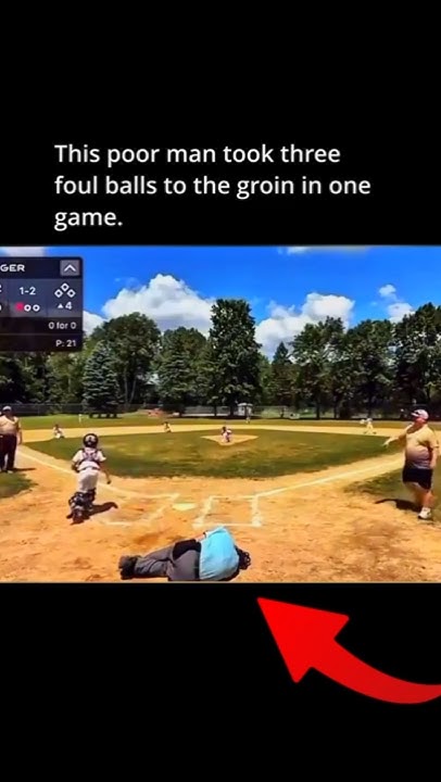 He Took 3 Foul Balls To The Groin #baseball - YouTube
