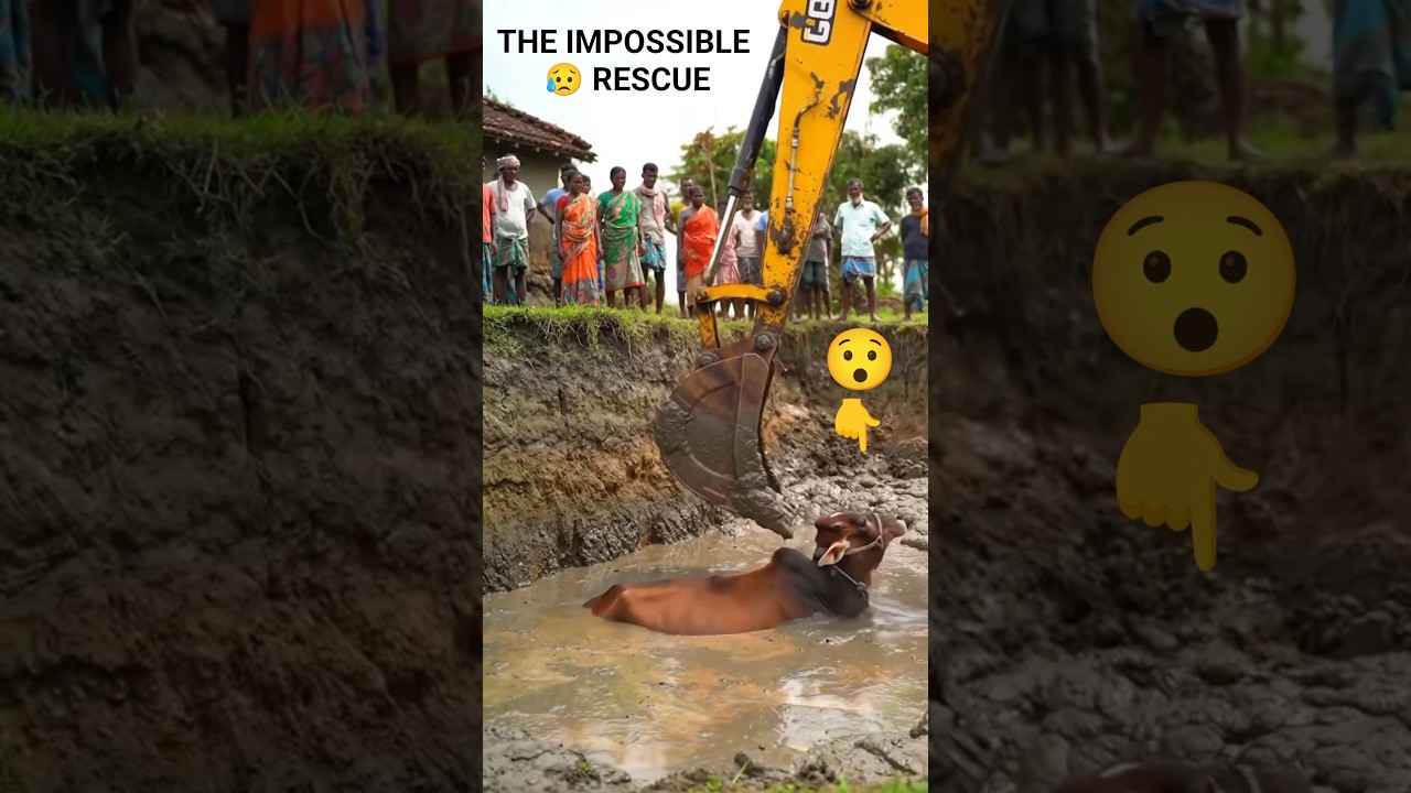 "Cow Falls Into Pit – What This JCB Does Next Is Incredible!" 🐄🚜 