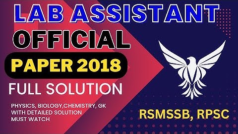 RSMSSB Lab Assistant 2018 Paper With Detailed Solution, Previous Year Solved Paper #rsmssb #rpsc