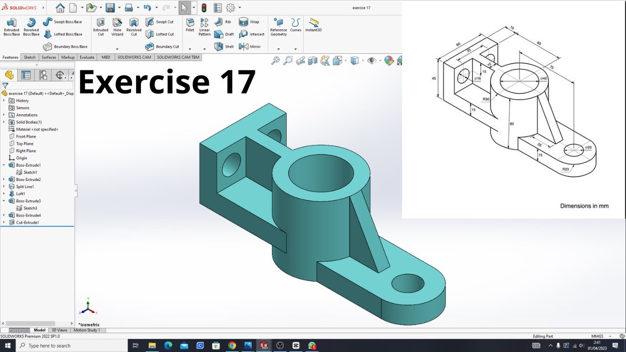 SolidWorks Tutorial Exercise 17 - YouTube