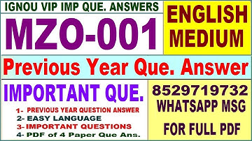 MZO 001 Previous Year Question Paper in English | mzo 001 important questions with answer