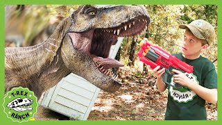 Park Ranger GIANT Dinosaur Rescue Mission! TRex Ranch Dinosaurs for Kids