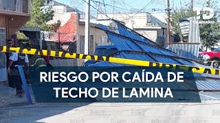 Techo de lámina se cae tras intensa ráfaga de viento en la colonia La Pastora en Guadalupe