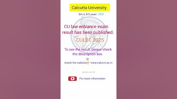 CULET result 2025🥳 | Calcutta University law entrance exam result | CU Law entrance result | #law ##
