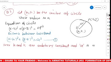 #02 Find Differential Equation of all circle touching Y axis at the origin and centre on the X axis