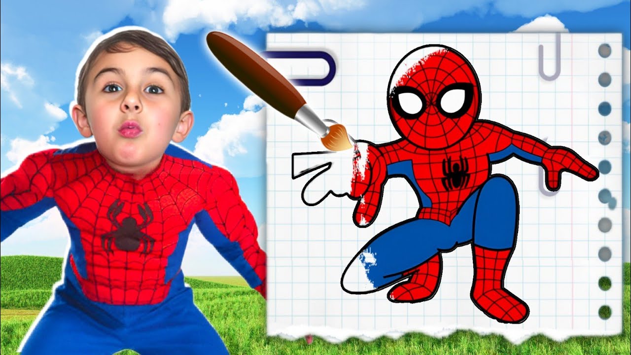 ألعاب وتلوين سبيدر مان | تلوين الأشكال | تلوين بالعربي | مع خالد وعسل