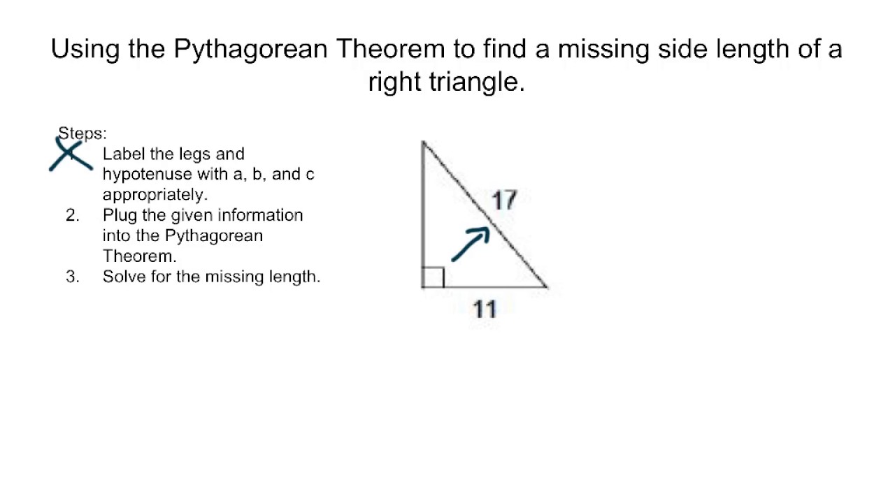 7.5 Pythagorean Theorem to Find Missing Side Length - YouTube