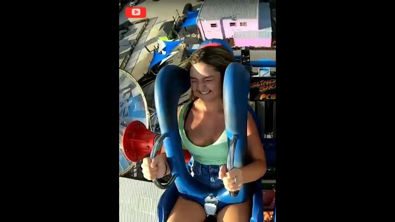 Slingshot ride girl falls out slingshot ride girl youtube