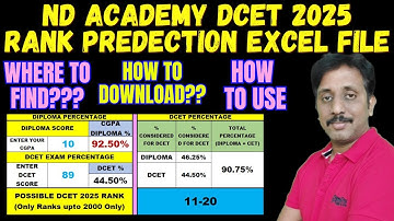 DCET RANK PREDICTOR!!! |DCET 2025 RANK PREDICTOR ND Academy |How Can i Know My Possible DCET Rank