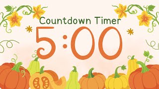 5 Minute Autumn Countdown Timer with Relaxing Music and Gentle Alarm | Cozy Fall Timer