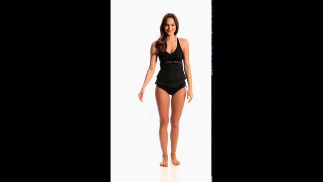 Jag Net Solid Crisscross Blouson Tankini Top | SwimOutlet.com